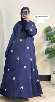 Embroidered Maxi Bow Abaya