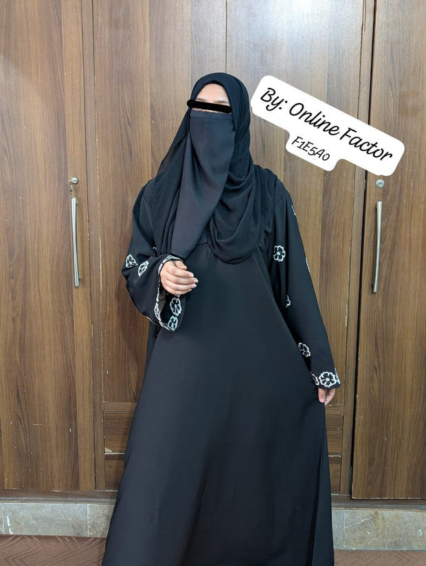 Floral Embroidered Sleeves Abaya