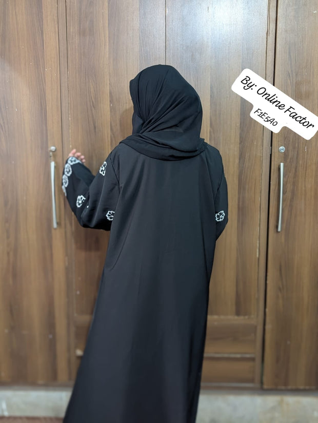 Floral Embroidered Sleeves Abaya