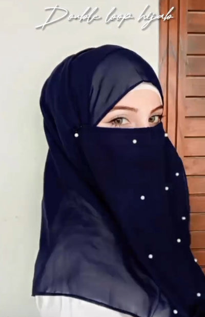 DOUBLE HIJAB WITH NIQAB PEARLS