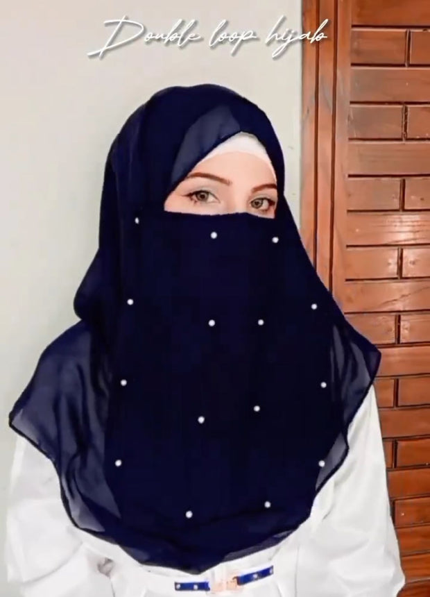 DOUBLE HIJAB WITH NIQAB PEARLS