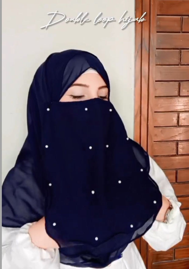 DOUBLE HIJAB WITH NIQAB PEARLS