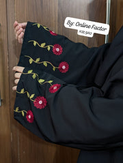 Embroidered Rose Abaya