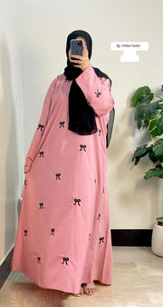 Embroidered Maxi Bow Abaya